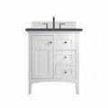 James Martin Vanities Palisades 30in Single Vanity, Bright White w/ 3 CM Charcoal Soapstone Quartz Top 527-V30-BW-3CSP